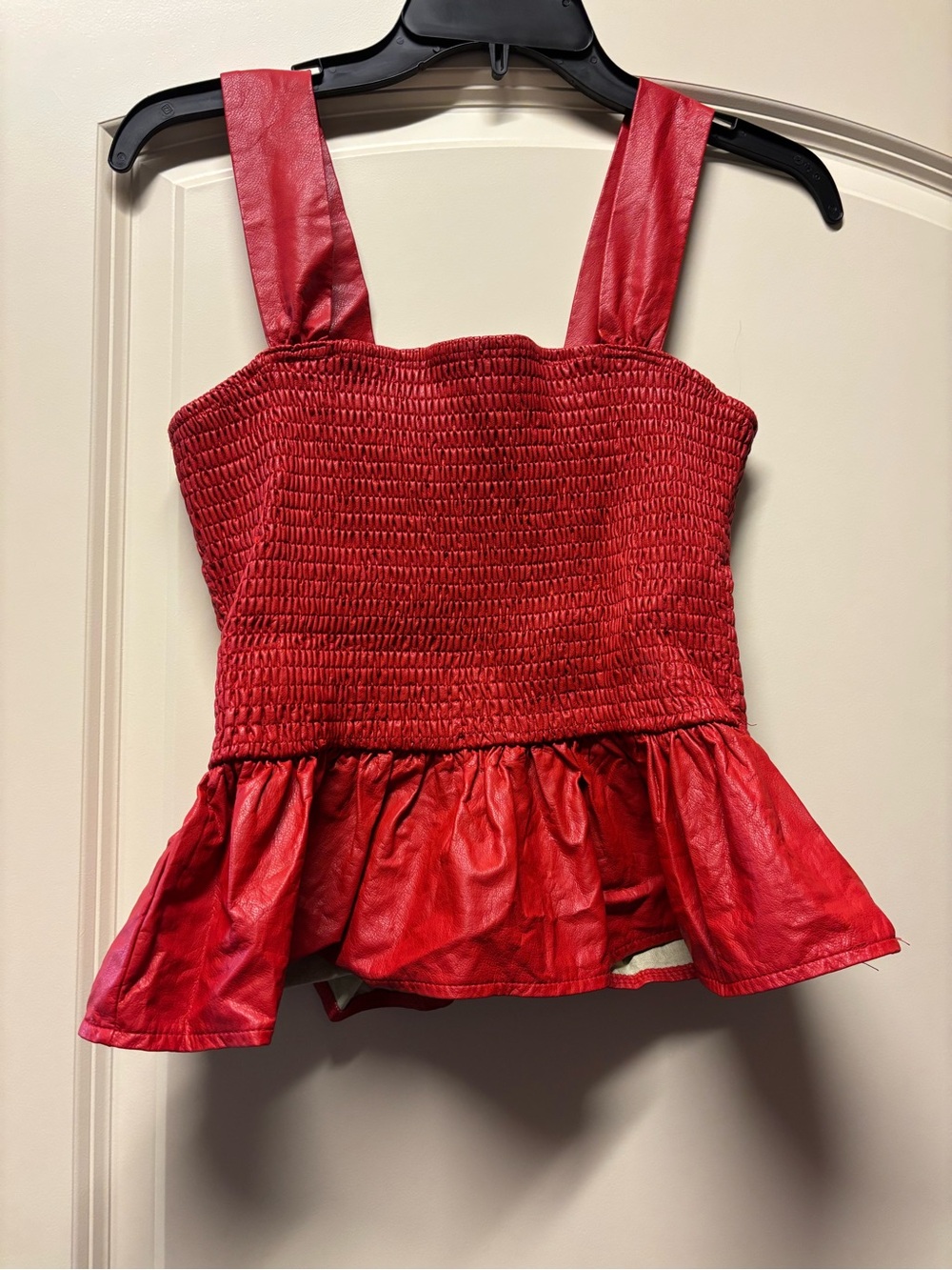 TCEC Red Smocked Peplum top - Medium